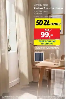 Lidl Zasłony z lnem 135 x 240 cm Livarno Home oferta