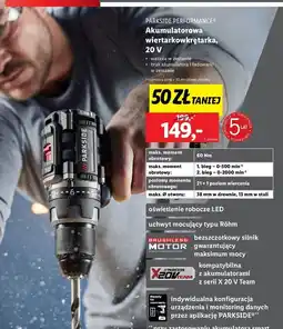 Lidl Wiertarko-wkrętarka akumulatorowa 20 v Parkside oferta