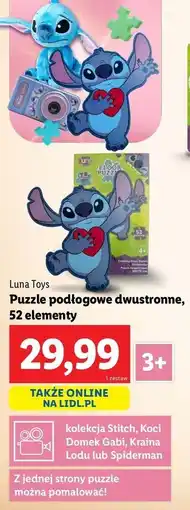 Lidl Puzzle podłogowe dwustronne 52 el. stich Luna Toys oferta