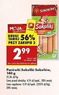Biedronka Parówki drobiowo cielęce bez glutenu i laktozy Sokołów Sokoliki oferta