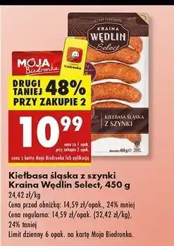 Biedronka Kiełbasa śląska z szynki Kraina Wędlin Select oferta