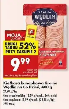 Biedronka Kiełbasa kanapkowa z szynki Kraina Wędlin oferta
