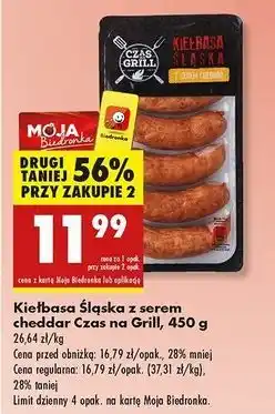 Biedronka Kiełbasa śląska cheddar Czas Na Grill oferta