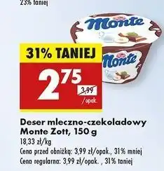 Biedronka Deser mleczno-czekoladowy z orzechami Zott Monte oferta