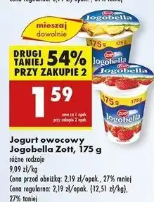 Biedronka Jogurt truskawka Zott Jogobella oferta
