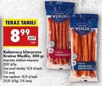 Biedronka Kabanosy drobiowo-wieprzowe Kraina Wędlin oferta