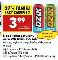 Biedronka Napój energetyczny zero kalorii sour apple Wk Dzik oferta