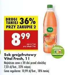Biedronka Sok 100% czerwony grejpfrut Vital Fresh oferta