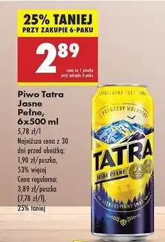 Biedronka Piwo Tatra Jasne Pełne oferta
