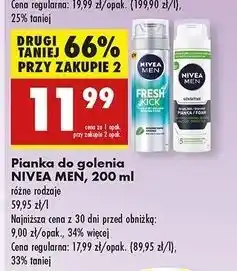 Biedronka Pianka do golenia natychmiastowa ochrona Nivea Men Sensitive oferta