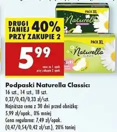 Biedronka Podpaski higieniczne maxi Naturella Classic oferta