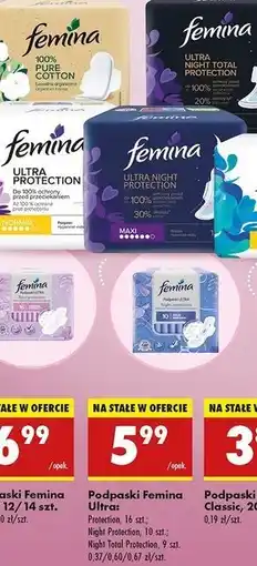 Biedronka Podpaski night total protection Femina Ultra oferta