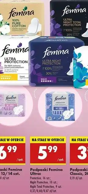 Biedronka Podpaski night total protection Femina Ultra oferta