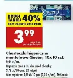 Biedronka Chusteczki higieniczne mentol Queen oferta