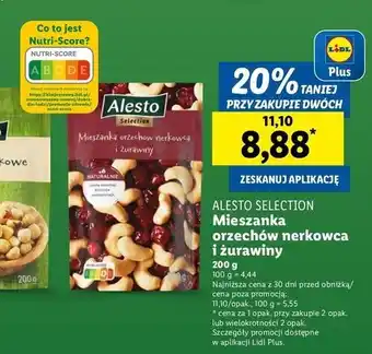 Lidl Mieszanka z suszonej żurawiny i orzechów nerkowca Alesto oferta
