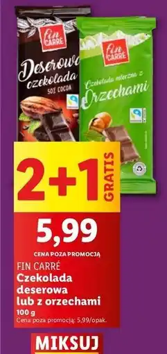 Lidl Czekolada z orzechami laskowymi Fin Carre oferta