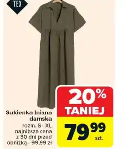 Carrefour Sukienka lniana damska oferta