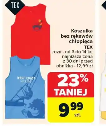 Carrefour Koszulka bez rękawów chłopięca TEX oferta