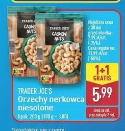 ALDI Orzechy nerkowca prażone niesolone Trader joe's oferta