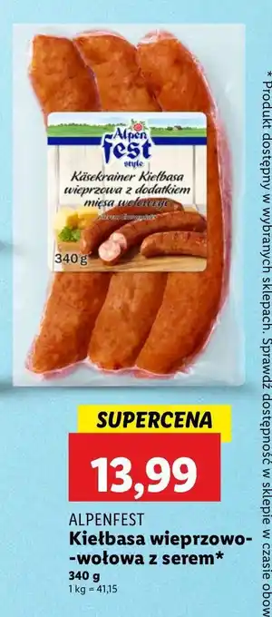 Lidl Kiełbasa wieprzowo-wołowa z serem Alpen fest oferta