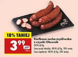 Biedronka Kiełbasa myśliwska z szynki Olewnik oferta