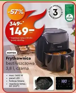 Biedronka Frytkownica 3.8 l czarna Hoffen oferta