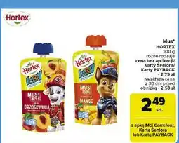 Carrefour Mus banan jabłko mango Hortex Leon oferta
