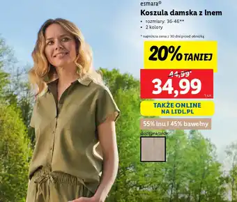 Lidl Koszula damska z lnem esmara oferta