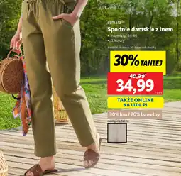 Lidl Spodnie damskie z lnem esmara oferta