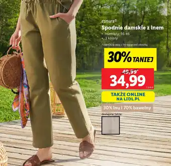 Lidl Spodnie damskie z lnem esmara oferta