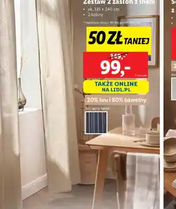 Lidl Zestaw 2 zasłon z lnem LIVARNO home oferta