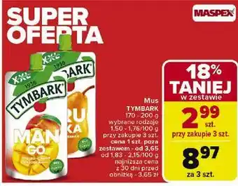 Carrefour Mus gruszka-jabłko-banan Tymbark oferta