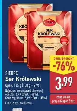 ALDI Ser zółty królewski plastry Sierpc oferta
