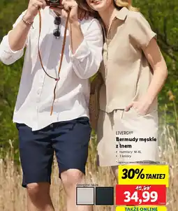 Lidl Bermudy męskie z lnem Livergy oferta