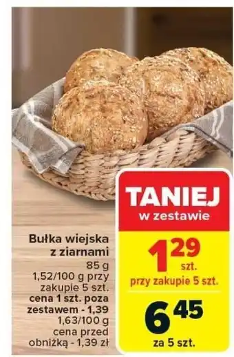Carrefour Market Bułka wiejska z ziarnami 85g Carrefour Market oferta