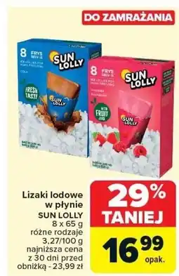 Carrefour Lizaki lodowe w płynie SUN LOLLY 8x65 g oferta