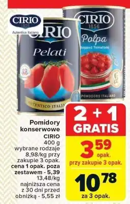 Carrefour Pomidory konserwowe CIRIO 400g oferta