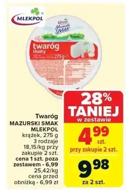 Carrefour Market Twaróg MAZURSKI SMAK MLEKPOL 275g oferta