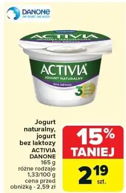 Carrefour Market Jogurt naturalny bez laktozy ACTIVIA DANONE 165g oferta