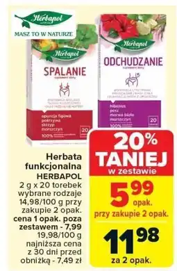 Carrefour Market Herbata funkcjonalna HERBAPOL 2g x 20 torebek oferta