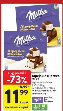 Intermarche Alpejskie Mleczko MILKA 330-350g oferta