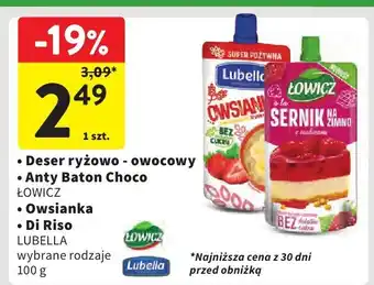 Intermarche Deser ryżowo-owocowy ŁOWICZ Sernik na zimno oferta