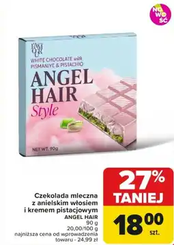 Carrefour Czekolada mleczna z anielskim włosiem i kremem pistacjowym ANGEL HAIR oferta