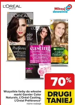 Carrefour Farby do włosów marki Garnier Color Naturals, L'Oréal Casting, L'Oréal Préférence oferta