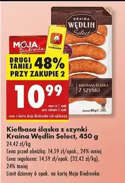 Biedronka Kiełbasa śląska z szynki Kraina Wędlin Select 450 g oferta
