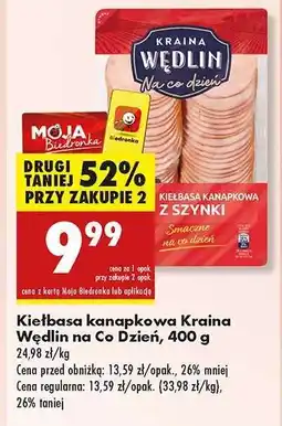 Biedronka Kiełbasa kanapkowa Kraina Wędlin na Co Dzień, 400 g oferta