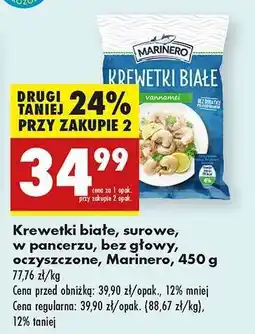 Biedronka Krewetki białe surowe , w pancerzu , bez głowy oczyszczone , Marinero 450 g oferta