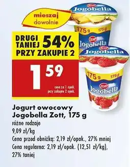 Biedronka Jogurt owocowy Jogobella Zott 175 g oferta