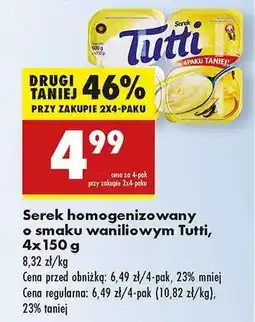 Biedronka Serek homogenizowany o smaku waniliowym Tutti 4x150 g oferta