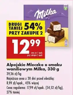 Biedronka Alpejskie Mleczko o smaku waniliowym Milka 330 g oferta